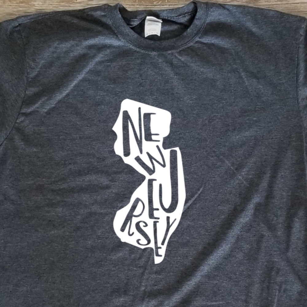 New Jersey funky letter state grey comfy shirt